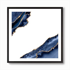 Navy & Gold Agate Texture 27 Art Print