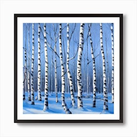 Birch Snow Art Print