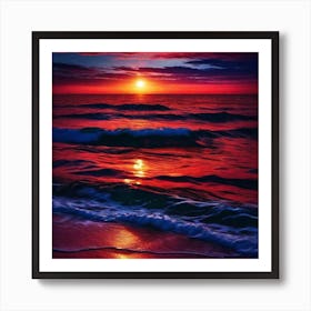 Sunset On The Beach 602 Art Print