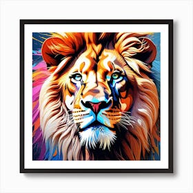 Colorful Lion Painting 7 Art Print