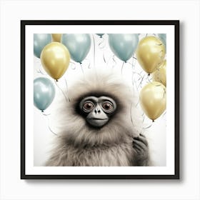 Monkey With Balloons 4 Art Print
