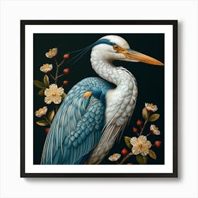 Lena1987 A Watercolor Illustration Of A Heron With Flowers In 02aedb86 486d 44fb 9ead E422d7ff79aa 1 Art Print