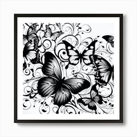 Black And White Butterflies 19 Art Print