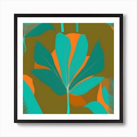 Tropical Leaf On A Solid Background Simple pattern art, 116 Art Print