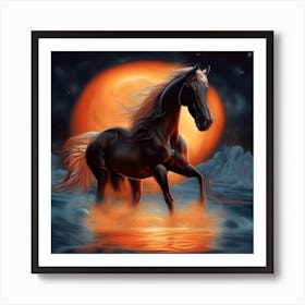 Horse In The Water Art Print