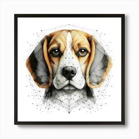 Beagle Dog -Abstract Line Art Illustration 152 Art Print