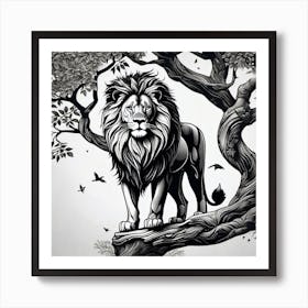 Lion In The Tree 6 Art Print