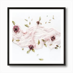 Pink Flowers On A White Background 1 Art Print