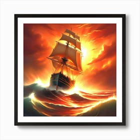 Ship In The Ocean  Art Print