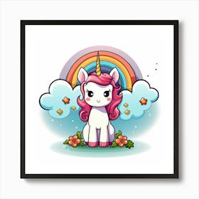 Unicorn With Rainbow Art Print