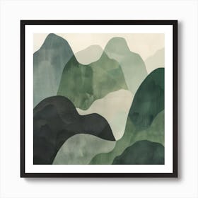 Japanese Watercolour Of Mount Haguro 5 Art Print