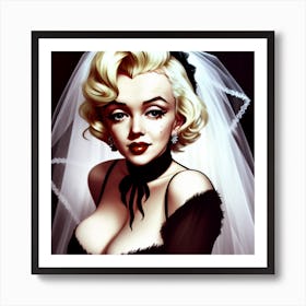 Marilyn Monroe Darkened Bridal Beauty Art Print