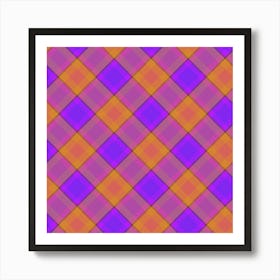 Purple And Orange Plaid Art Print