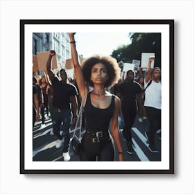 Black Woman Holding Protest Signs Art Print