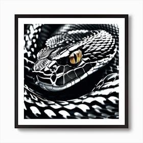 Black And White Snake 2 Art Print