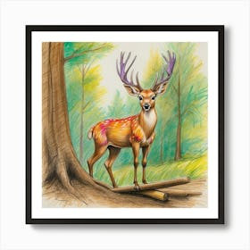 Deer In The Woods 104 Art Print