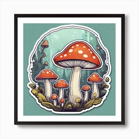 Mushrooms In The Forest 27 Art Print