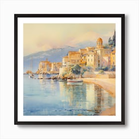 Sunset Embrace: Italian Coastal Impression Art Print