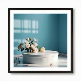 White Box With Flowers Art Print