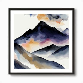 Watercolor Mountains 7 Art Print