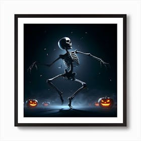 Halloween Skeleton Dancing 1 Art Print