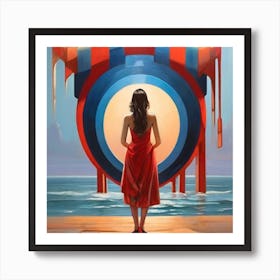 Woman In A Red Dress Art Print