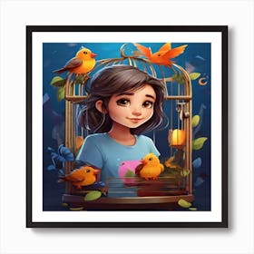 Birdcage Girl Art Print