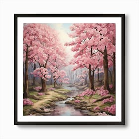 Cherry Blossoms In The Forest Art Print 3 Art Print