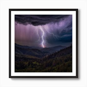 Impressive Lightning Strikes In A Strong Storm 8 Art Print