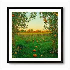 An Isolated Rustic Natural View Of A Bountiful Garden In Autumn Where A Plethora Of Verdant Pumpk (4) Art Print