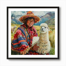 Llama Girl Art Print