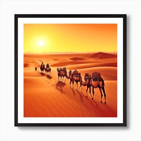 Camels In The Desert 12 Art Print