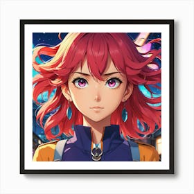 Anime Girl With Red Hair Affiche