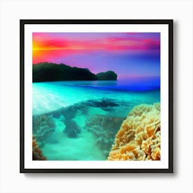 Sea Ocean Landscape Water Transparent Clean Corals Tropics Exotic Vacation Nature Travel Art Print