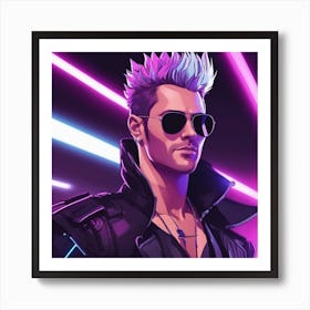 Jude Law With Mohawk and Sunglasses Art Print