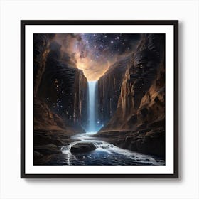 Waterfall In The Night Sky Art Print