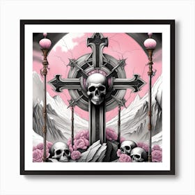 Cross Of Roses Art Print