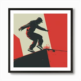 Skateboarder In Red Art Print