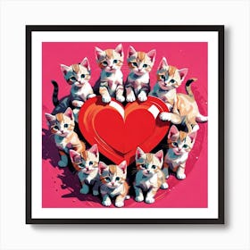 Valentine'S Day Kittens Art Print