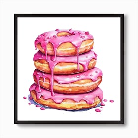 Stack Of Strawberry Donuts Art Print