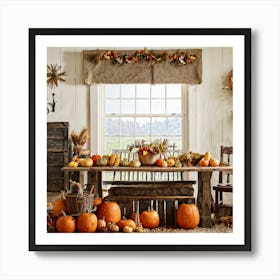 A Traditional Corner Of An American Farmhouse During The Late Autumn Season With An Overhead Vintage (7) Art Print