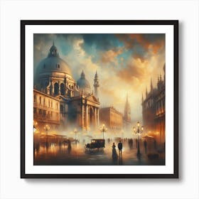 Venice At Night 1 Art Print