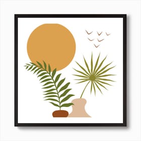 Palms And Birds Art Print