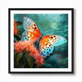 Butterfly On A Flower Art Print