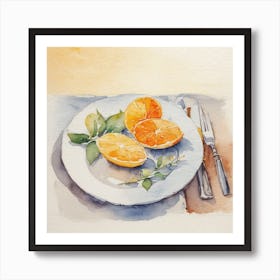 Oranges On A Plate Art Print