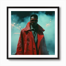 Red Coat Man In Smoke Art Print