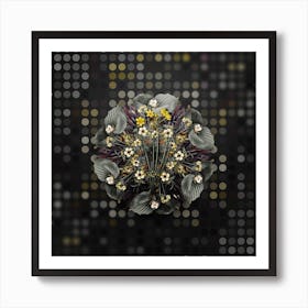 Vintage Rush Daffodil Flower Wreath on Dot Bokeh Pattern n.0534 Art Print