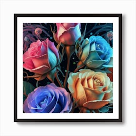 Abstract Painting Magical Organic Roses 3 Art Print