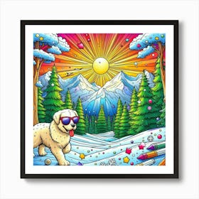 Dog In The Snow 7 Art Print