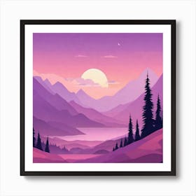 Misty mountains background in purple tone 54 Art Print